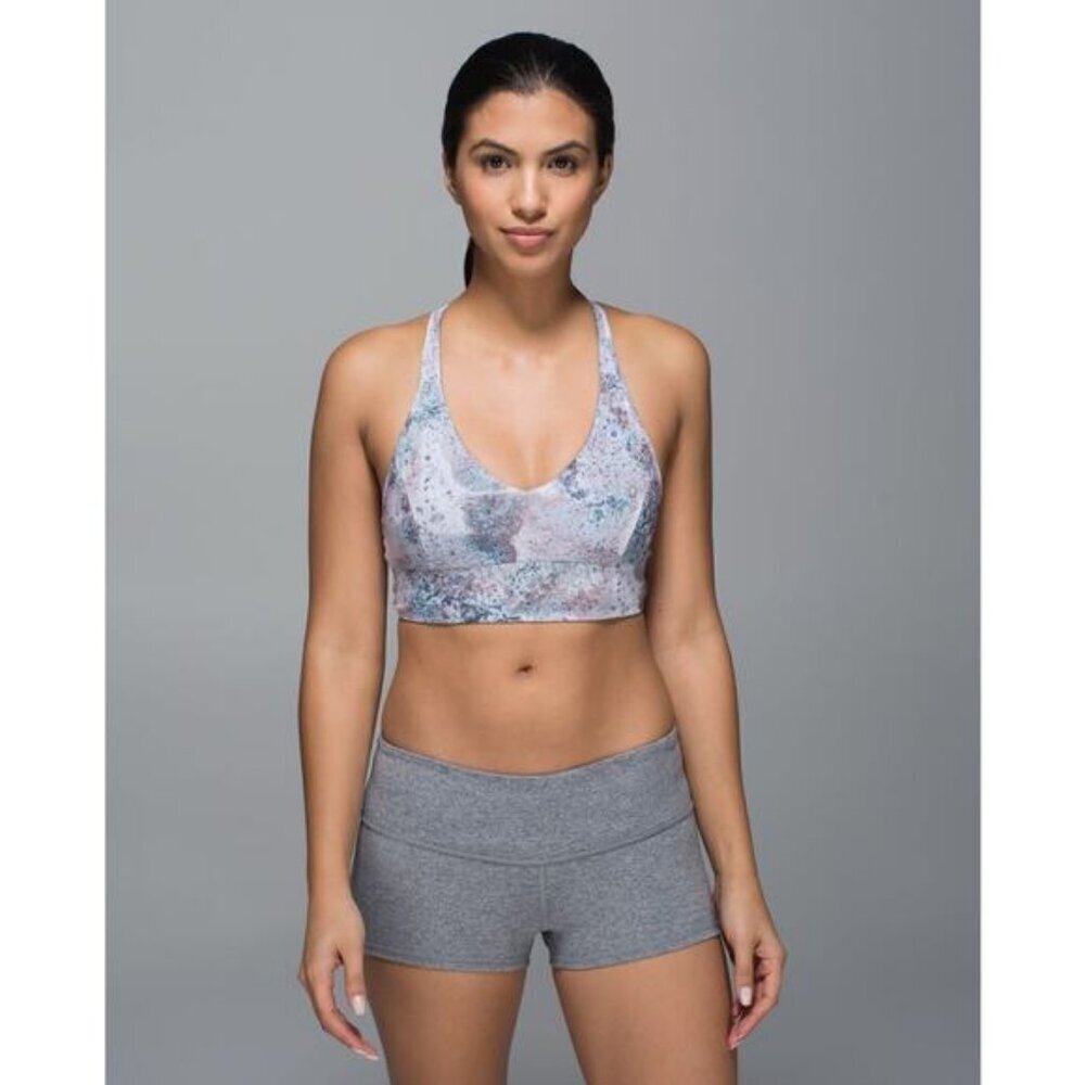 LULULEMON Retreat Reversible Sports Bra Swim Sz 4 Sugar Crush Multi Black Cherry - Picture 2 of 8